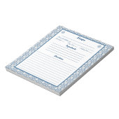 Kookrecept met heilig motief blauw tegels lijst notitieblok (Gedraaid)