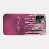 Kookroze zwarte druppels glittermonogram Case-Mate iPhone case (Achterkant (horizontaal))