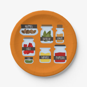 Kookstijl met kleurrijke kruiden papieren bordje