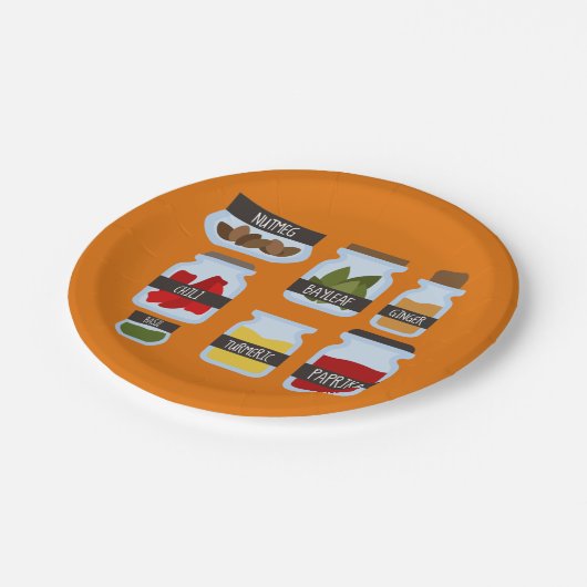 Kookstijl met kleurrijke kruiden papieren bordje (Gekanteld)