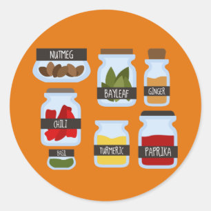 Kookstijl met kleurrijke kruiden ronde sticker