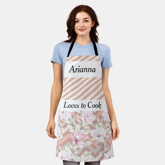Kookt Apron voor Vrouw in Kleuren van Perzikkleurs Schort (Gedragen)
