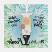 Kookvrouw met afstuderen blond haar glas ornament (Achterkant)