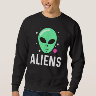 Kool Alien Art voor mannen Groene kop Melkweg Trui
