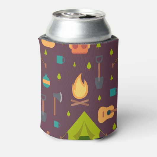 Kool Camping Pattern Outdoory Design Blikjeskoeler (Blikje Achterkant)