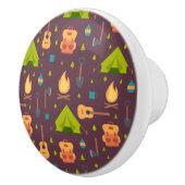 Kool Camping Pattern Outdoory Design Keramische Knop (Rechts)