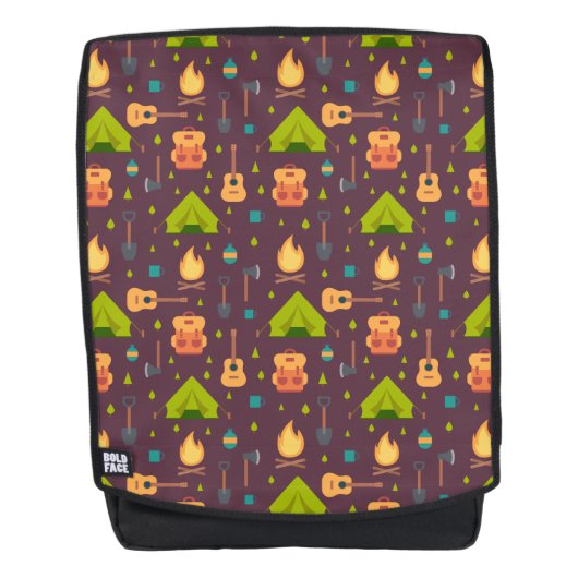 Kool Camping Pattern Outdoory Design Rugtassen (Voorkant)