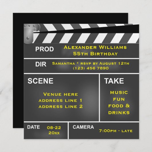 Kool Clapper Board 55th Birthday Kaart (Voorkant / Achterkant)