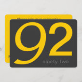 Kool en Geel Aangepast 92e verjaardag Uitnodigen Kaart (Voorkant / Achterkant)