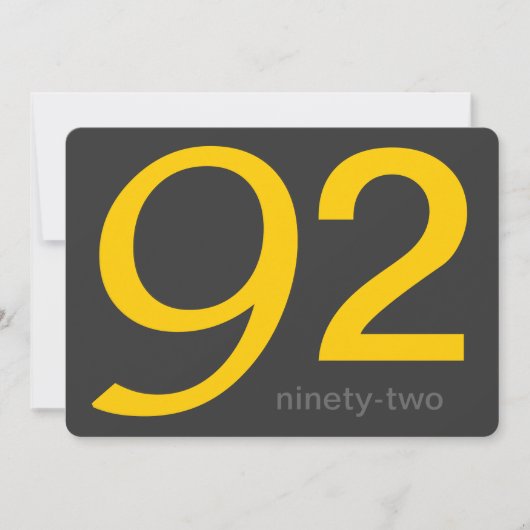 Kool en Geel Aangepast 92e verjaardag Uitnodigen Kaart (Voorkant)