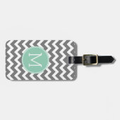 Kool en mint Groene Chevrons Aangepast monogram Bagagelabel (Voorkant horizontaal)