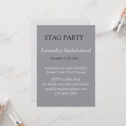 Kool en stijlvol UITNODIGING VOOR JONGENSAVOND (Voorkant / Achterkant in situ)