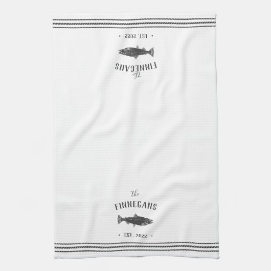 Kool en witte bijtende vis theedoek (Verticaal)