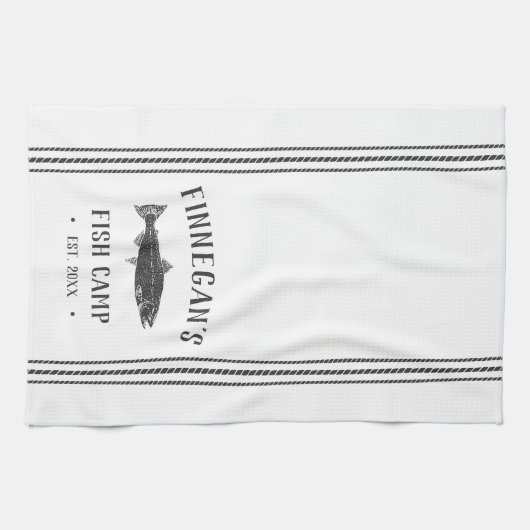 Kool en witte bijtende viskamp op maat theedoek (Horizontaal)