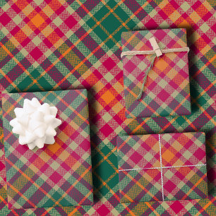 Kool Fuchsia Smaragdgroene Moderne Diagonale Plaid Inpakpapier Vel
