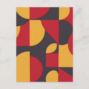 Kool Geometrisch Rood Geel Grijs Patroon uit het M Briefkaart