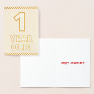 Kool, Goud Folie "1 JAAR OUD!" Verjaardagskaart Kaarten