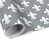 Kool Gray White Fleur de Lis Pattern Cadeaupapier (Rol Hoek)