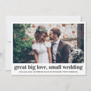 Kool grote grote liefde kleine trouwfoto verkleind aankondiging