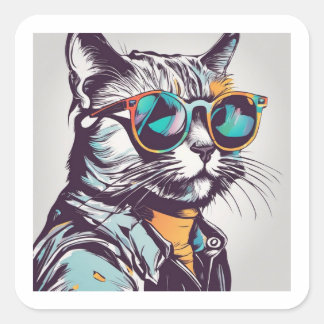 Kool Kat Vierkante Sticker