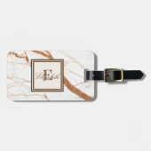 Kool marmer Stone Texture, monogram-gepersonalisee Bagagelabel (Voorkant horizontaal)