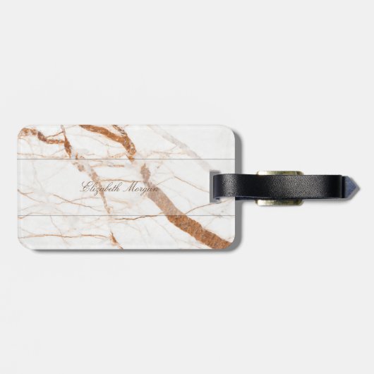 Kool marmer Stone Texture, monogram-gepersonalisee Bagagelabel (Achterkant horizontaal)