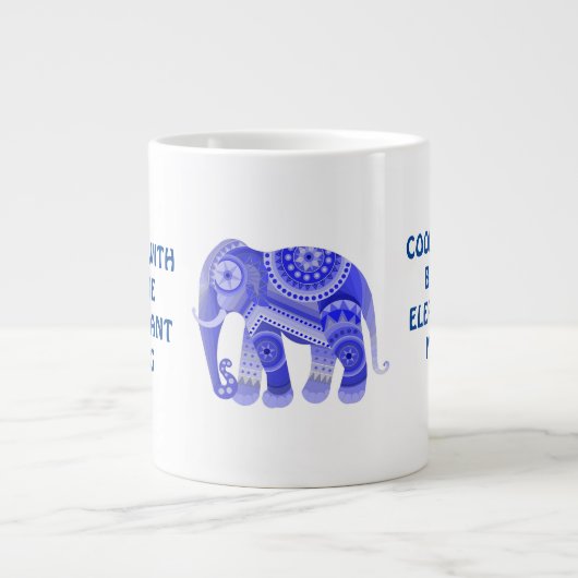 KOOL MET BLAUWE ELEPHANT-MOK EXTRA GROTE BEKER (Voorkant)