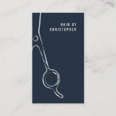 Kool minimalistisch blauw witte schaar haarlijst visitekaartje (Voorkant)