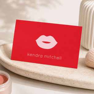 Kool Minimalistisch Roze Lippen Logo Make-up Artie Visitekaartje
