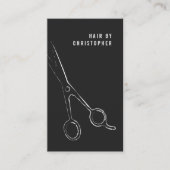 Kool minimalistisch zwart-witschaarste haarlijst visitekaartje (Voorkant)