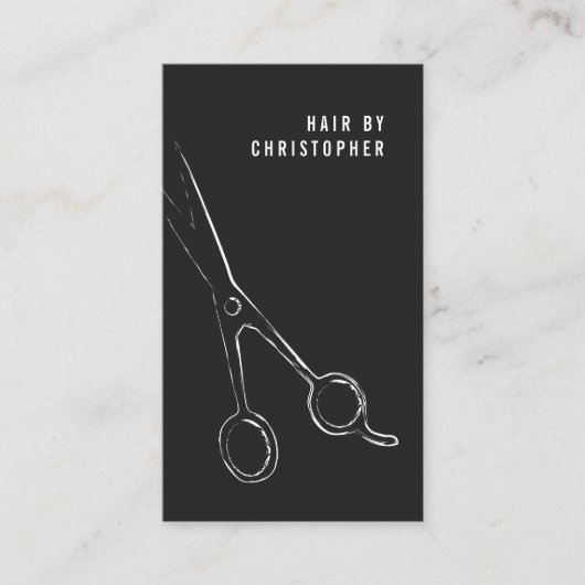 Kool minimalistisch zwart-witschaarste haarlijst visitekaartje (Voorkant)