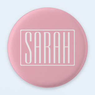 Kool & Modern Je Naam of Woord Wit Op Roze Ronde Button 3,2 Cm