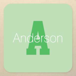Kool modern monogram Bleek en Kellygroen Vierkante Sticker