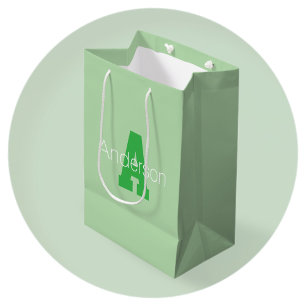 Kool modern monogram licht en Kelly groen Medium Cadeauzakje