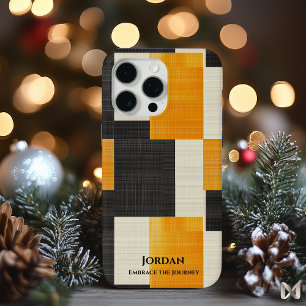 Kool Moderne Geometrisch – Zwarte en Oranje stijl iPhone 15 Pro Max Hoesje