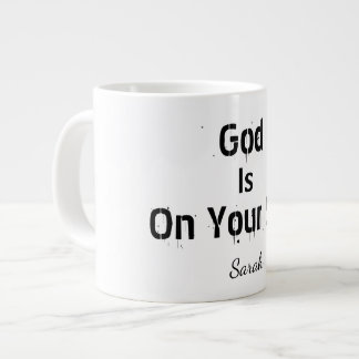 Kool Moderne Witte Naam Geloof God Is Aan Uw Zijde Extra Grote Beker