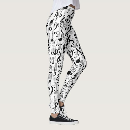 Kool Musical Notes and Symbols Random Pattern Leggings (Rechts)