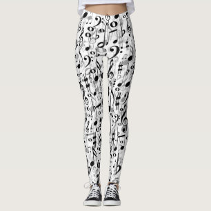 Kool Musical Notes and Symbols Random Pattern Leggings