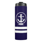 Kool Nautical Anchor en White Stripe Pattern Thermosbeker (Voorkant)