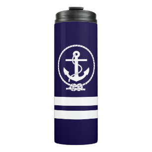 Kool Nautical Anchor en White Stripe Pattern Thermosbeker