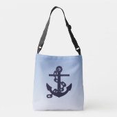 Kool Nautical Theme Anchor op Sky Blue Crossbody Tas (Achterkant)