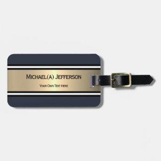 Kool Navy Donkerblauw Goud Streep Zwart Wit Accent Bagagelabel
