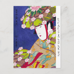 Kool-oosterse japanse klassieke geisha lady art. briefkaart