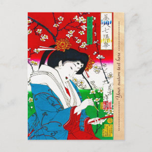 Kool-oosterse japanse klassieke geisha lady art. briefkaart