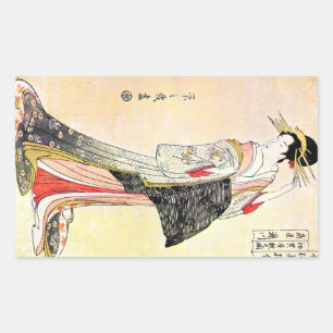 Kool-oosterse japanse klassieke geisha lady art. rechthoekige sticker