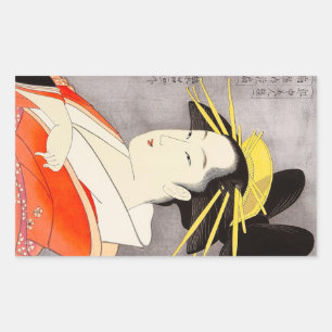Kool-oosterse japanse klassieke geisha lady art. rechthoekige sticker