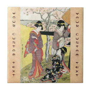 Kool-oosterse japanse klassieke geisha lady art. tegeltje
