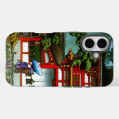 Kool-oosterse klassieke japanse tempelregenkunst Case-Mate iPhone case (Achterkant (horizontaal))
