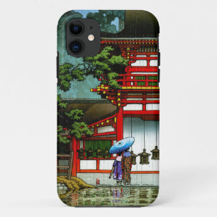 Kool-oosterse klassieke japanse tempelregenkunst iPhone 11 hoesje