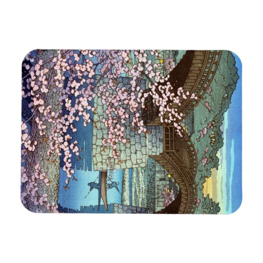 Kool-orientale japanese Hasui kawase brug Magneet (Horizontaal)